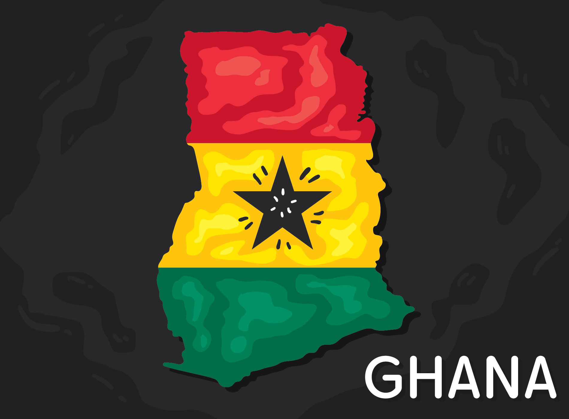 Ghana Map With Flag Vector 182833 Vector Art at Vecteezy