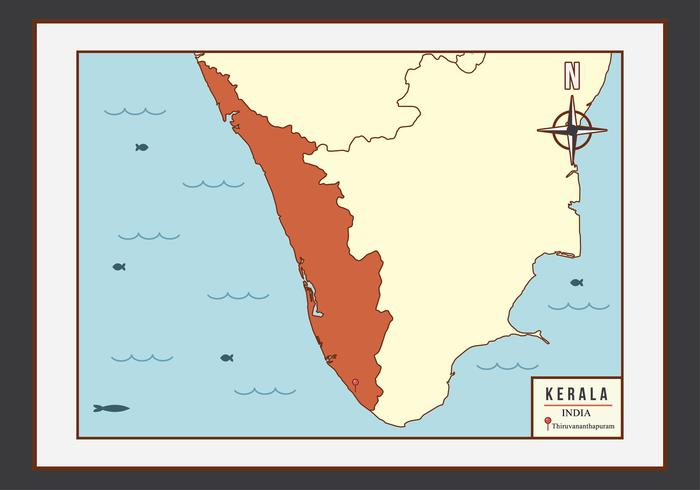 vector de ilustración de mapa de kerala