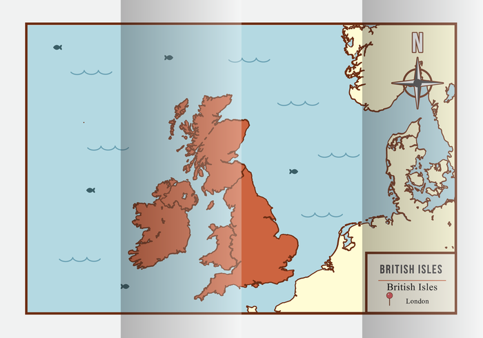 British Isles and Ireland Map Illustration Vector