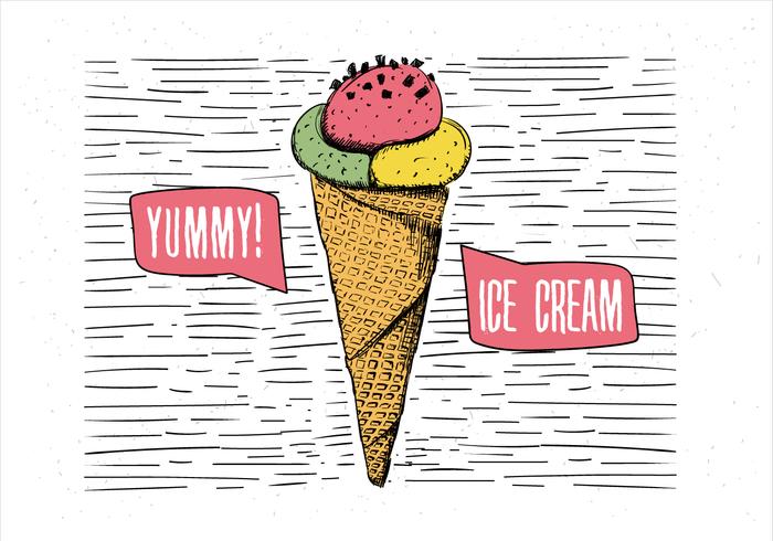 Hand Drawn Vector Ice Cream Illustration