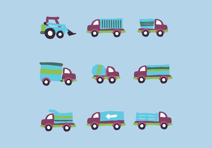 Blue Set Of Trucks vector