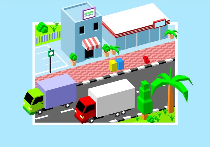 Isometric Gethuk Moving Van Free Vector