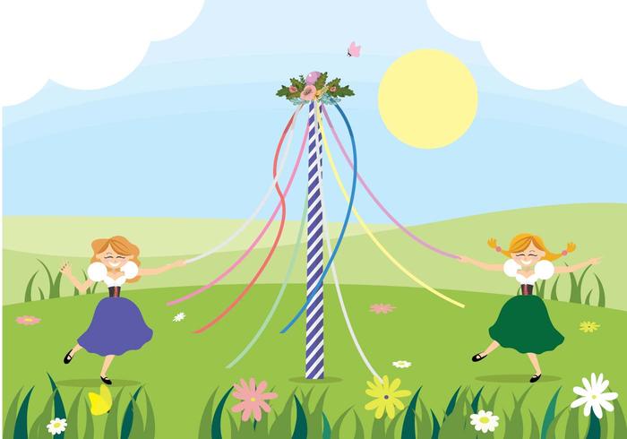 Maypole Dancing Vector