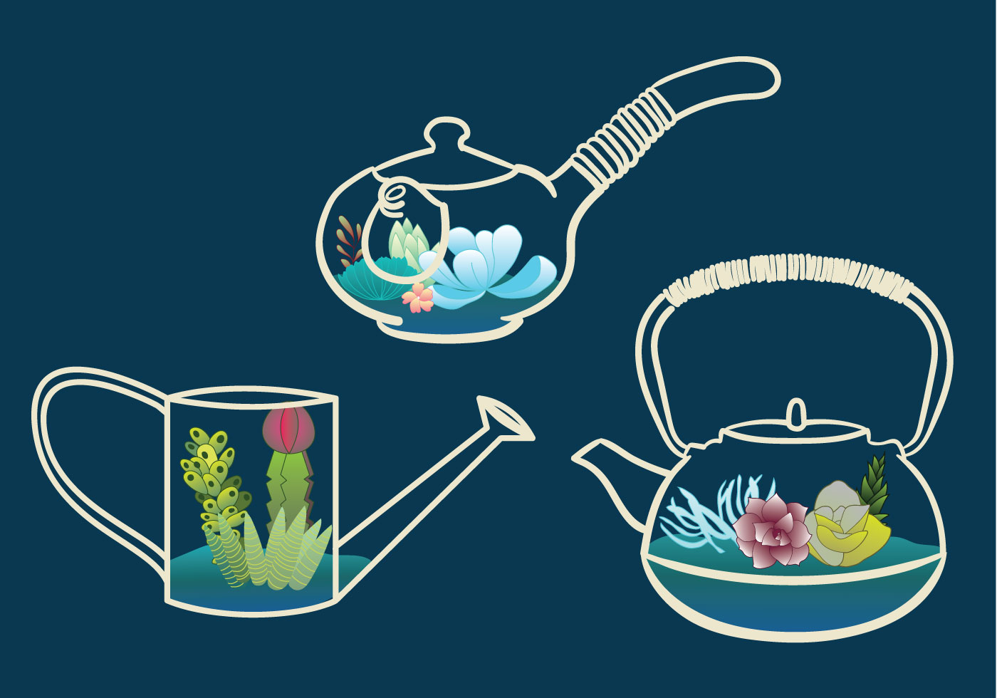 Terrarium Teapot Vector Download Free Vector Art, Stock Graphics Images