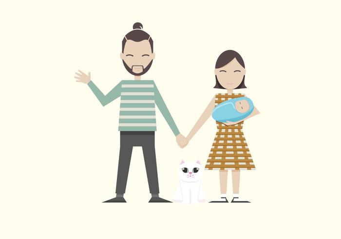 Hipster Family Vector