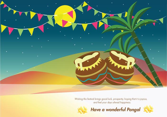 Vector de tarjeta de felicitación de Pongal