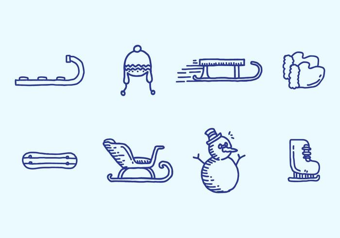 Toboggan Icon Set vector