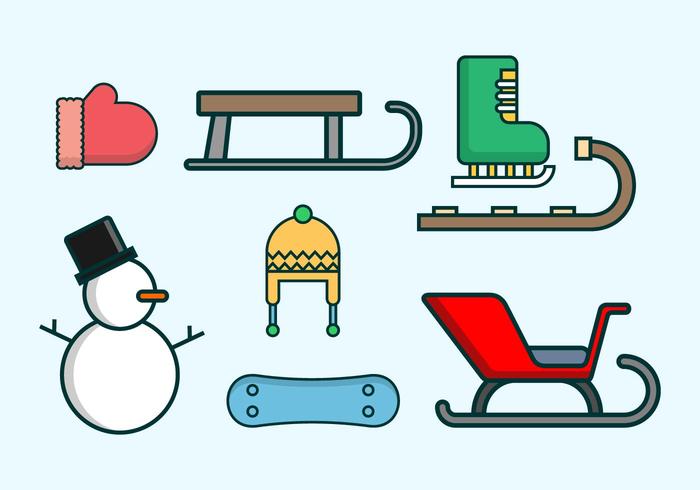 Toboggan Icon Set vector
