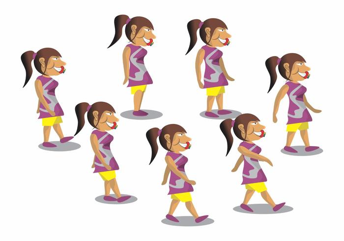 Walk Cycle Girl Vector Design