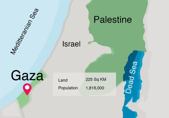 Mapa mundial de la Franja de Gaza vector