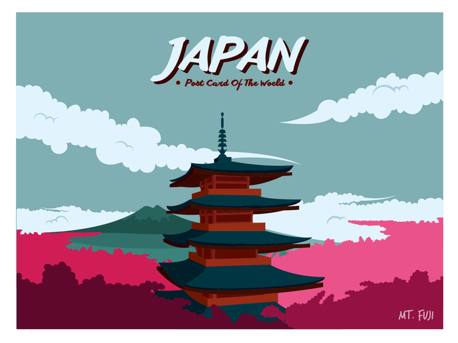 Vector de la postal de Japón