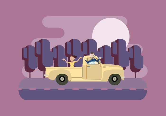 Night Carpool Vector Illustration