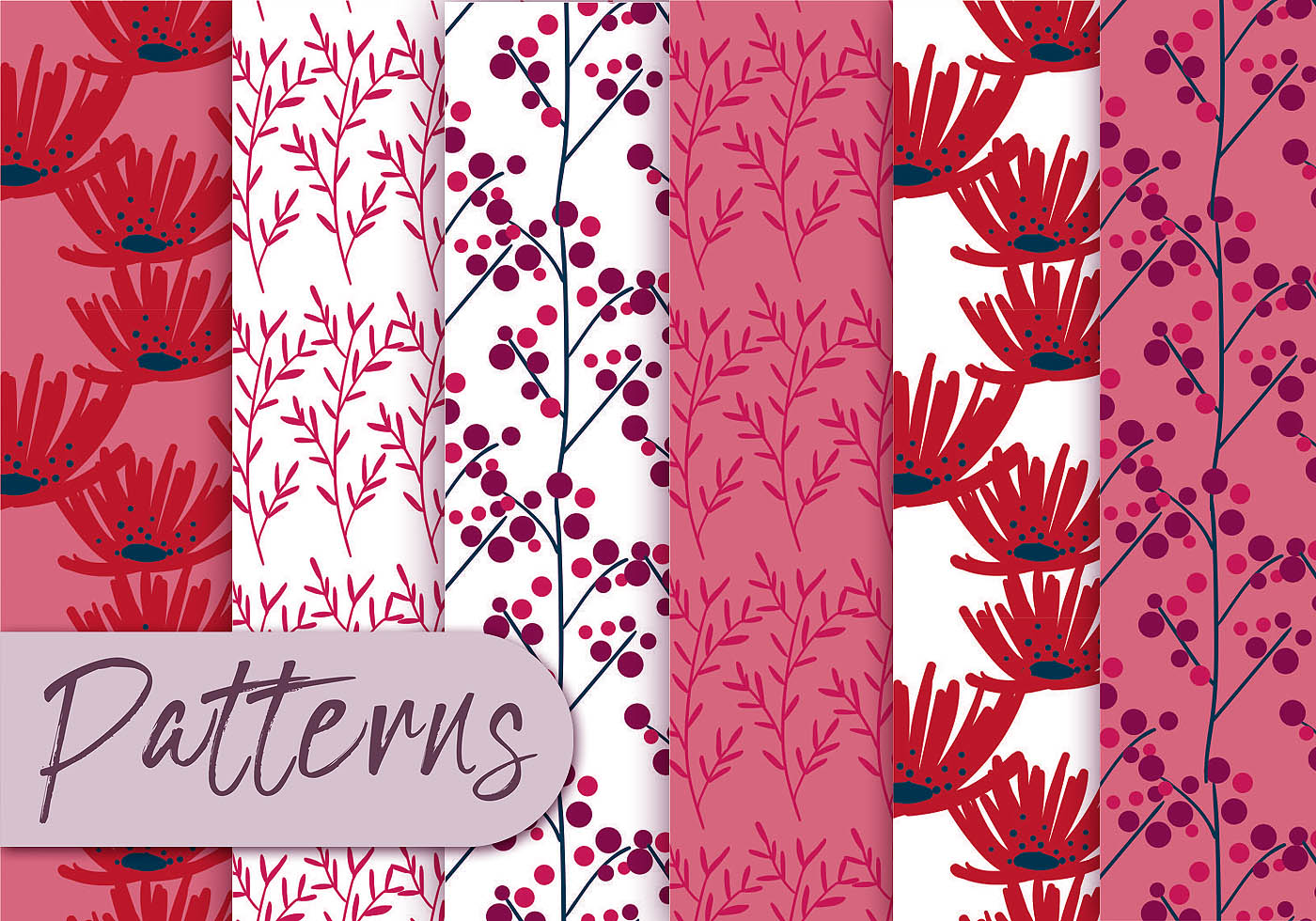 Red Floral Pattern Set 183368 Vector Art at Vecteezy