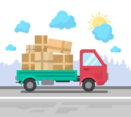 Flat Delivery Truck vector