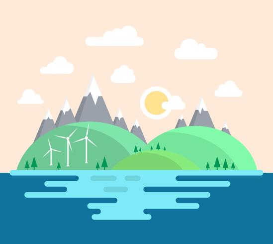 Paisaje de diseño plano vector