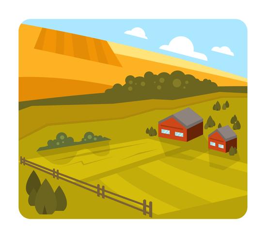 Flat Farm Landscape vector