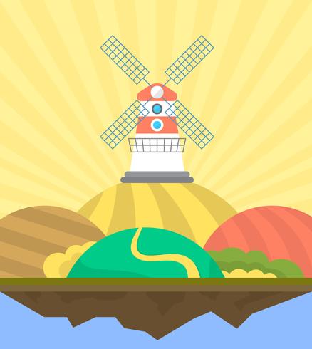 Flat Windmill Design vector