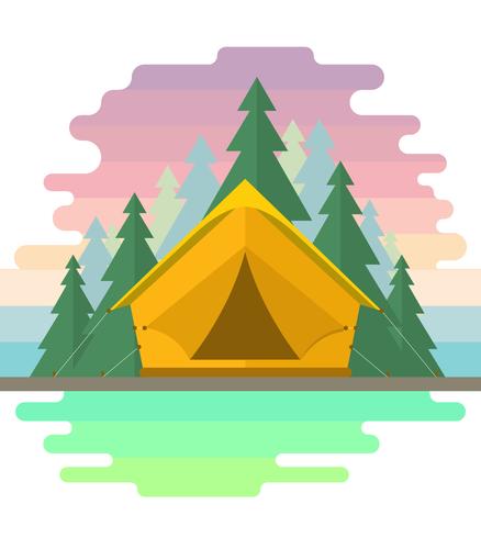 Linear Camping Illustration vector