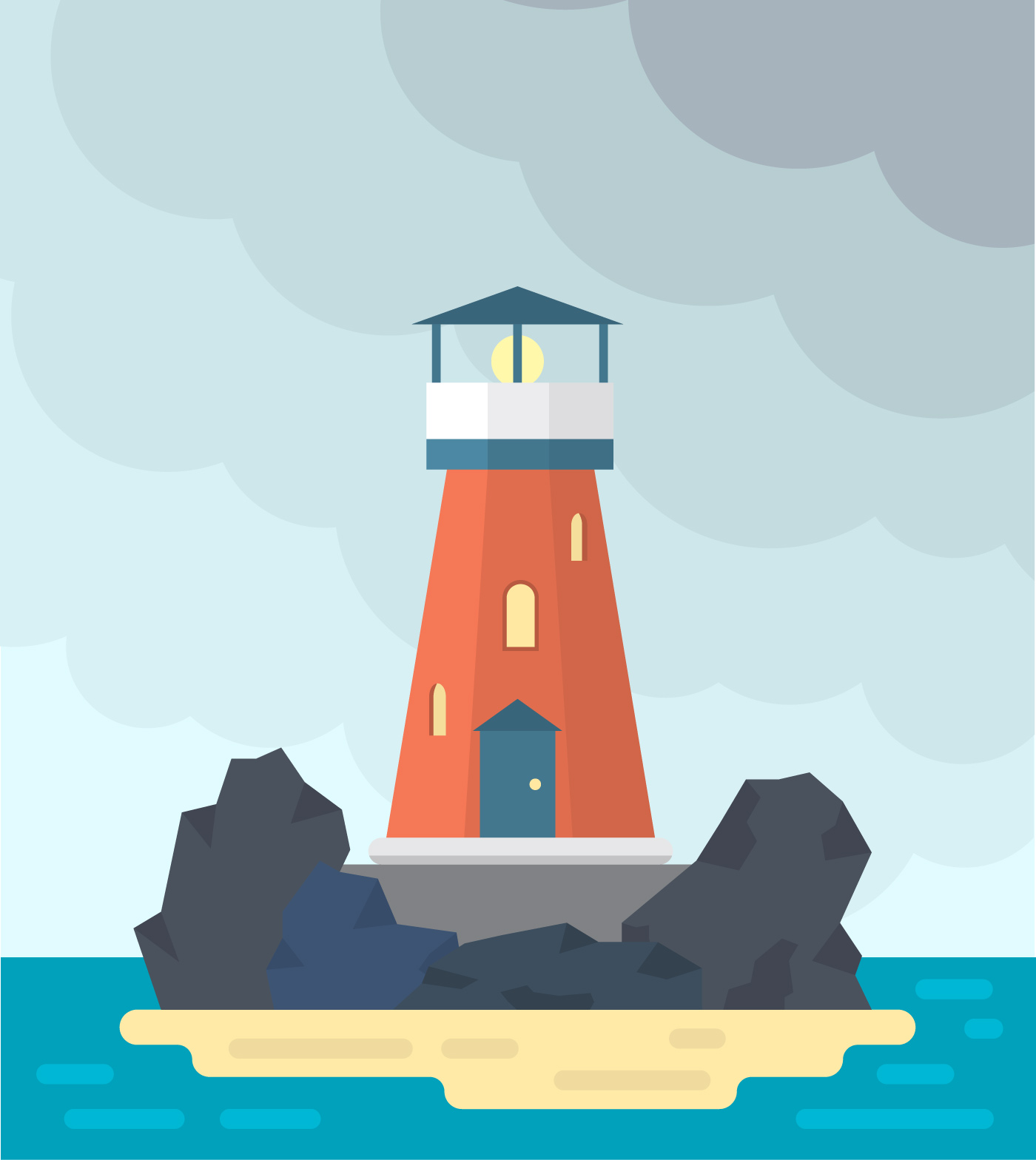 flat lighthouse - download free vectors, clipart graphics
