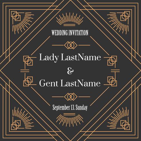 Art Deco Wedding Invitation Vector