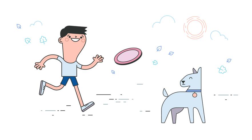 vector de perro frisbee