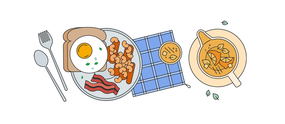 Desayuno frijoles Vector