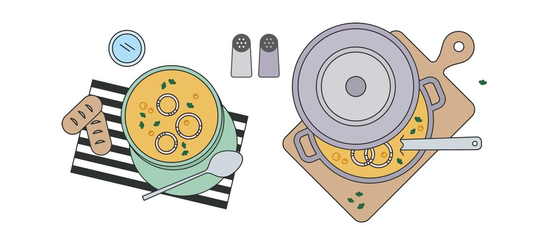 Vector de sopa de cebolla