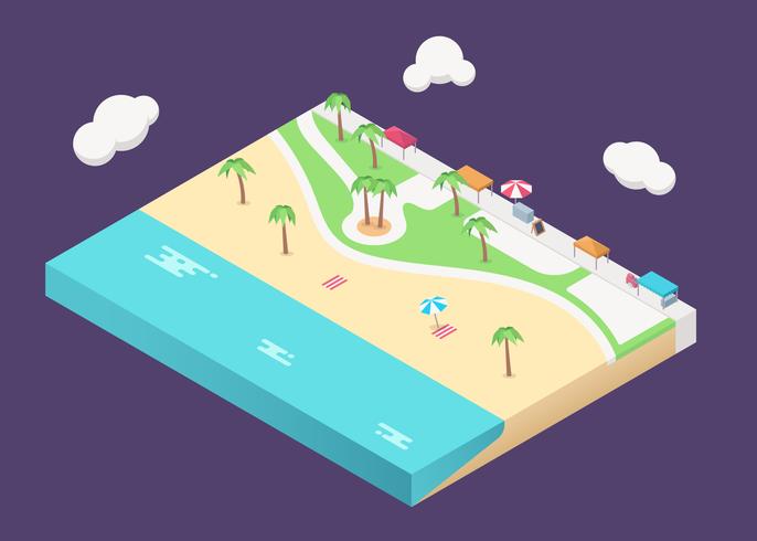 Isometric Venice Beach In Los Angeles vector