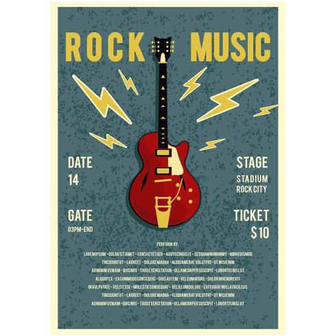 vector de cartel de concierto de música rock