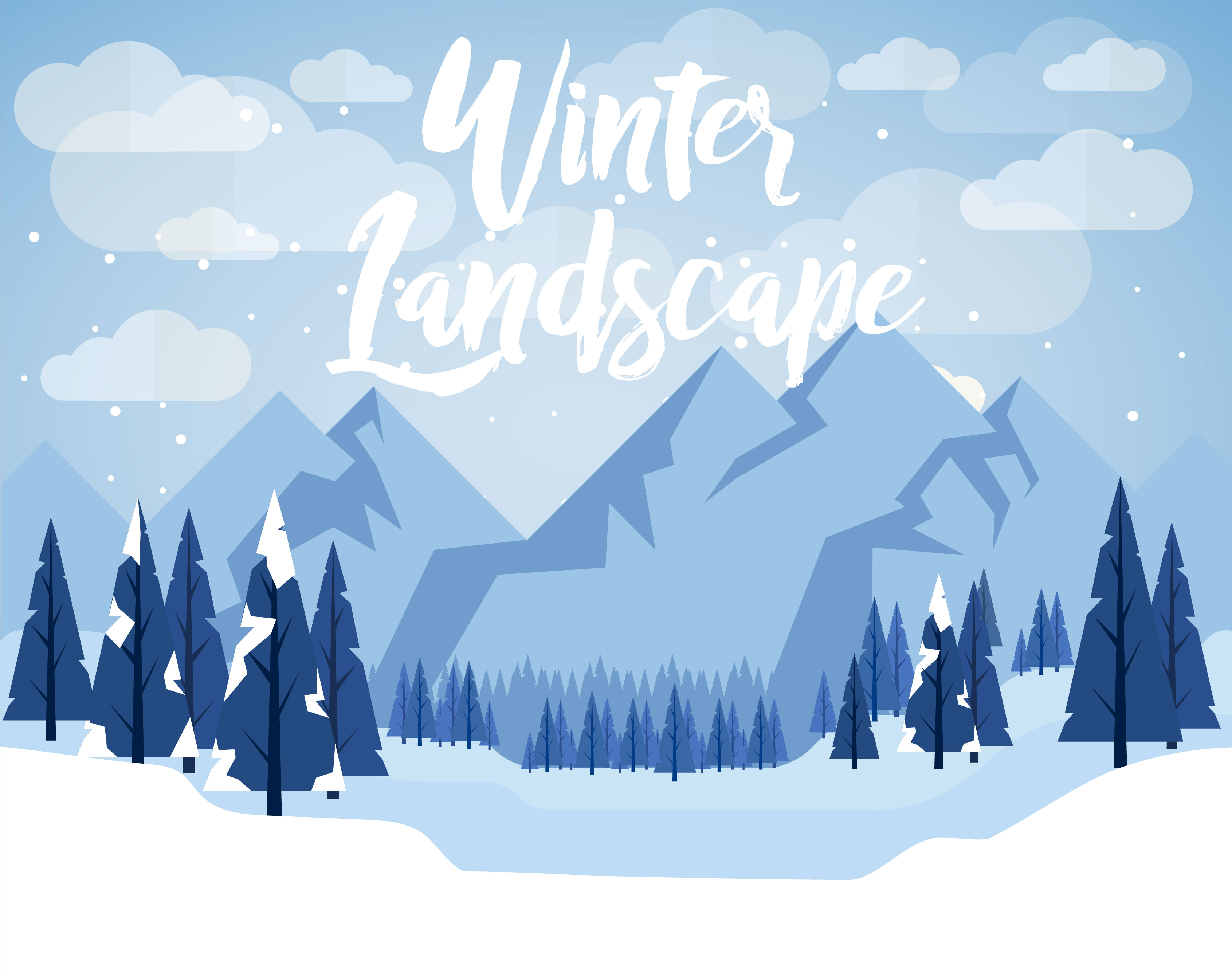 Download Flat Design Vector Winter Landscape - Download Free Vectors, Clipart Graphics & Vector Art