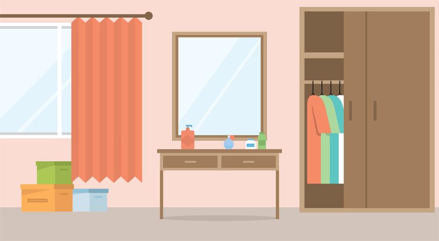 Ilustración de habitación de vector de diseño plano