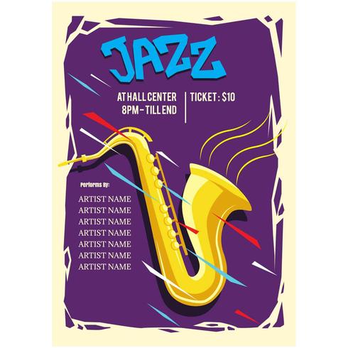 Vector de cartel de concierto de jazz