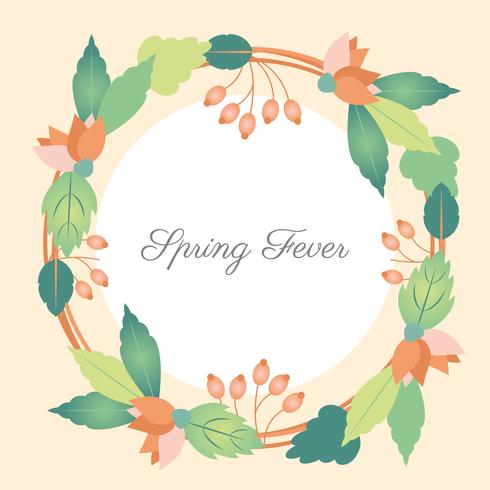 Flat Design Vector Spring Fever Greeting Card