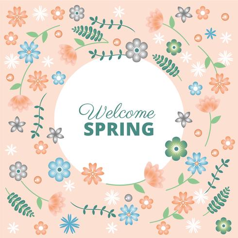 Diseño plano Vector Spring Greeting Card