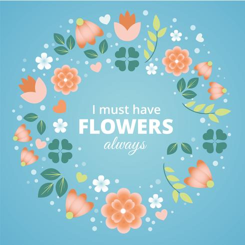 Flat Design Vector Spring Greeting Card