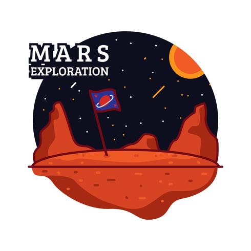 Ilustración de exploración de Marte vector