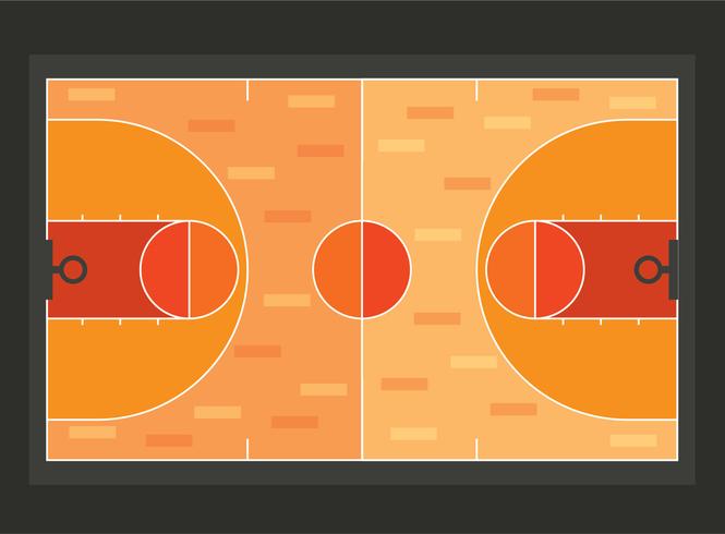 Cancha de baloncesto estilo plano vector