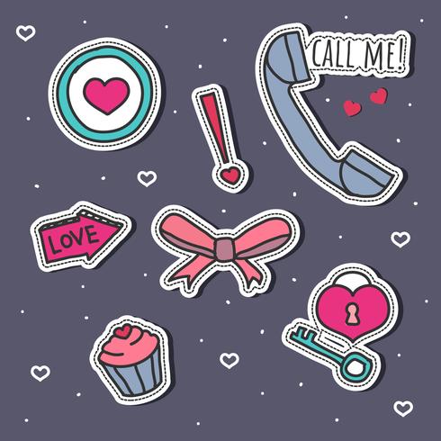 Romantic  Stickers Set Vector