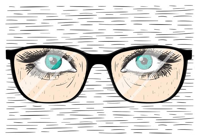 Vector Hand Drawn Glasses with Eye