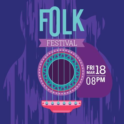 Folk Festival Póster. Ilustración vectorial tipográfica minimalista vector