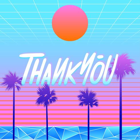 Thank You Typography Beach Vaporwave Vector