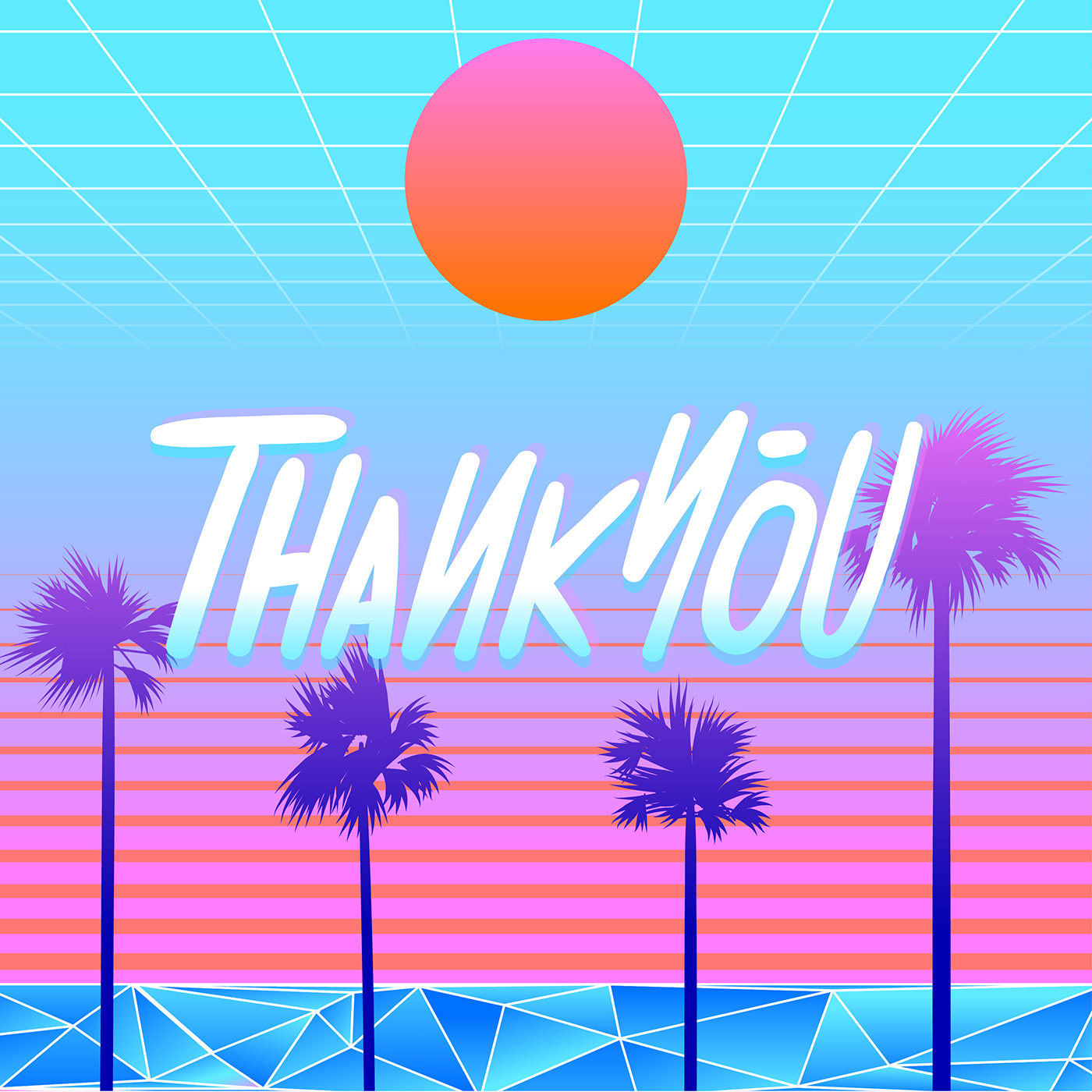 Thank You Typography Beach Vaporwave Vector - Download ...