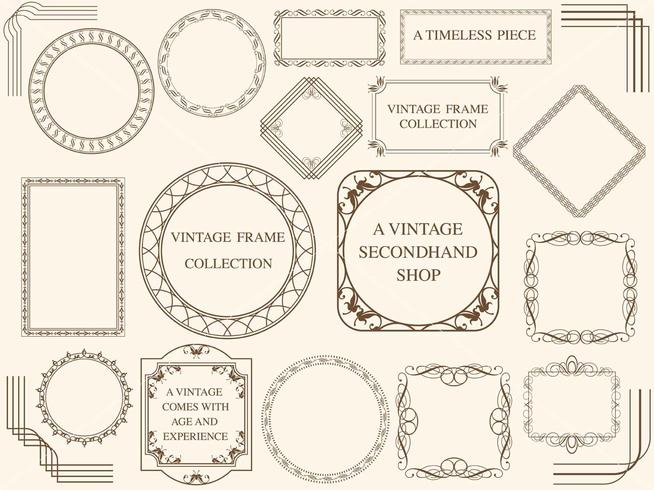 A set of assorted vintage frames. vector