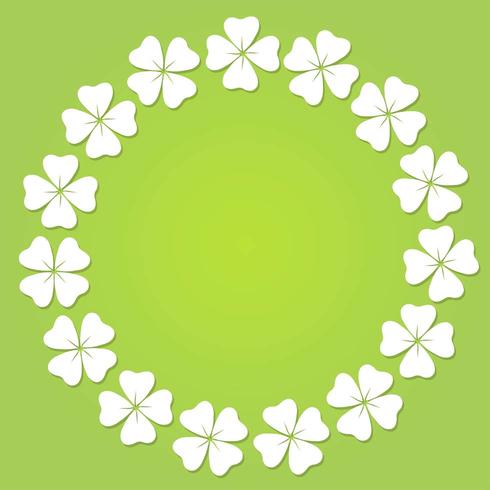 Four-leaf clover circular frame. vector