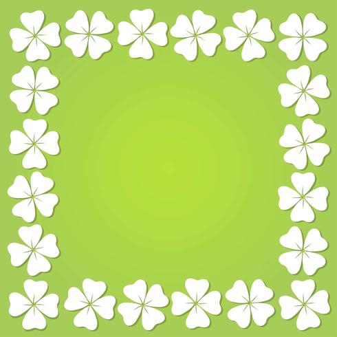 Four-leaf clover square frame. vector