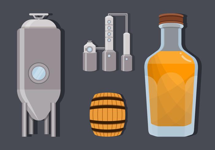 Ilustración de vector de proceso de fabricación de bourbon