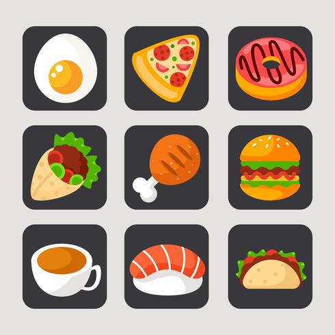 Iconos de aplicación de alimentos vector