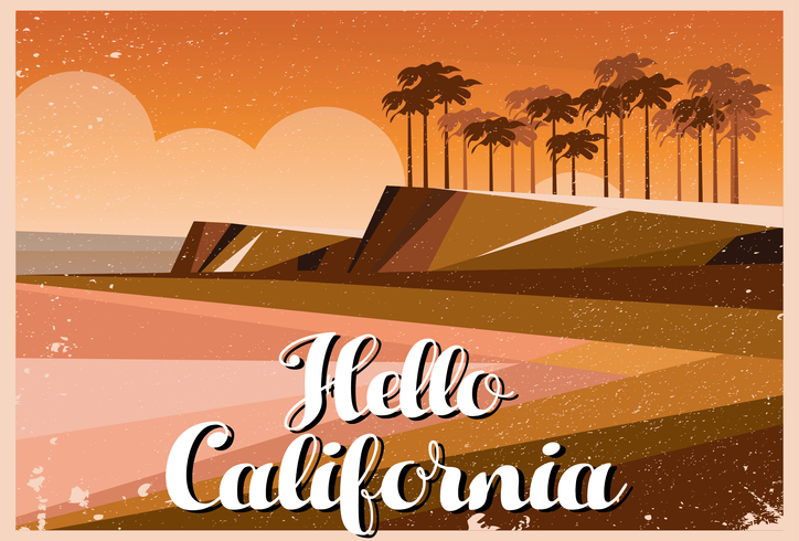 Hello California Postcard vector