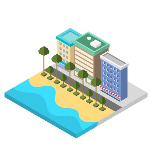 Flat Isometric Los Angeles Vector Illustration