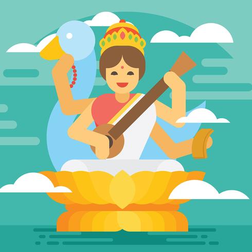 Ilustración Saraswathi vector